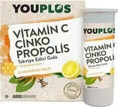 Youplus Vitamin C Çinko Propolis 20 Efervesan Tablet
