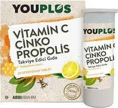 Youplus Vitamin C Çinko Propolis 20 Efervesan Tablet