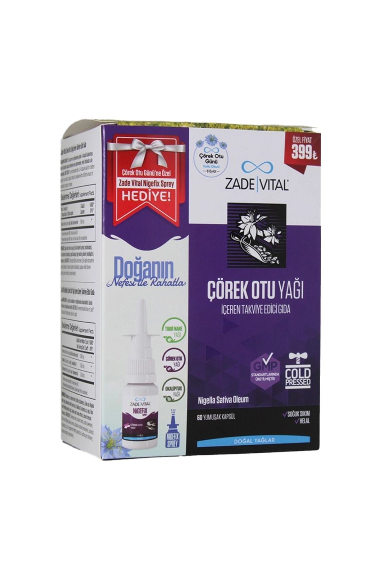Çörek Otu Yağı 60 Kapsül + Nigefix Sprey 10 ml Hediye