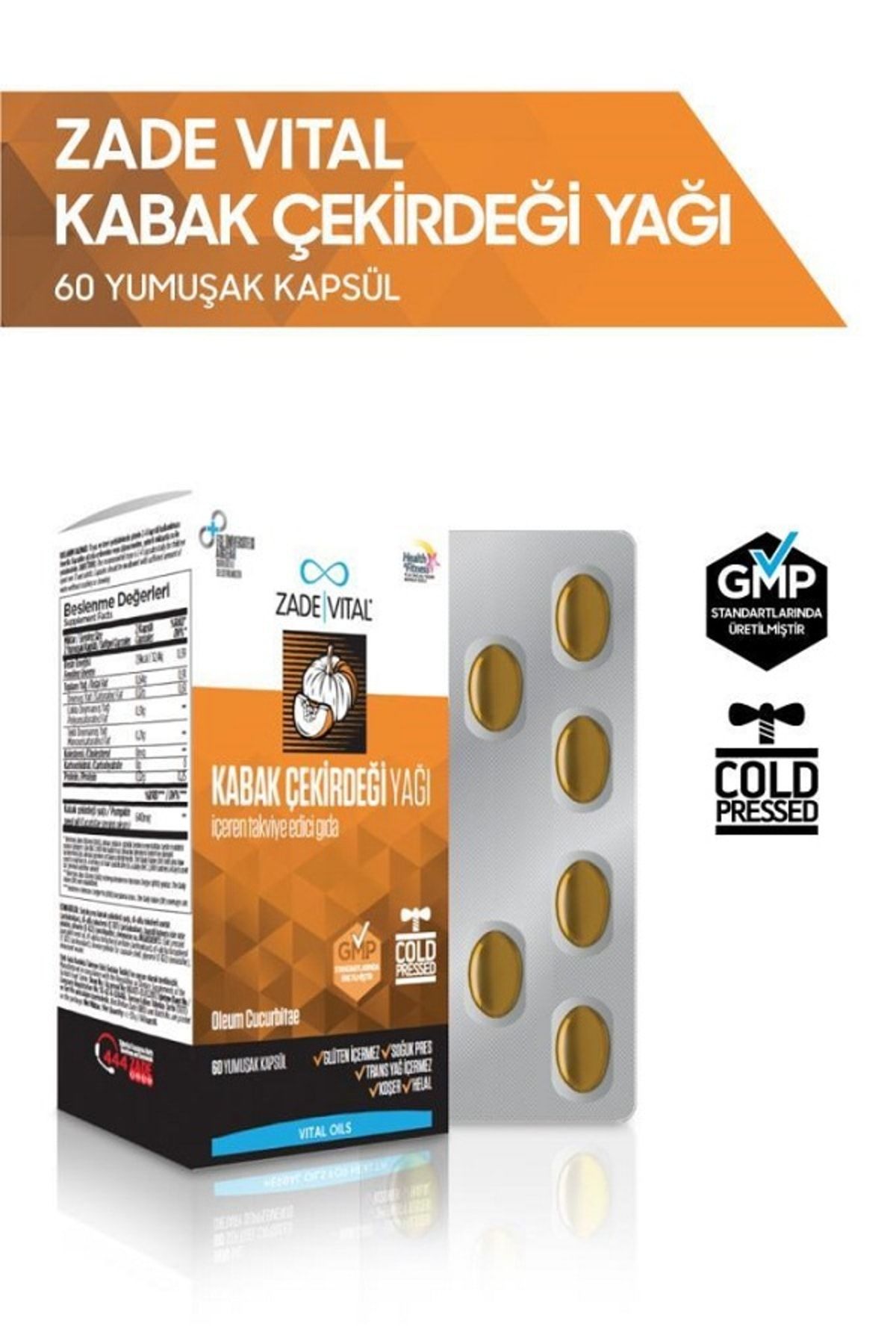 Zade Vital Kabak Çekirdeği Yağı 320 Mg 60 Yumuşak Kapsül