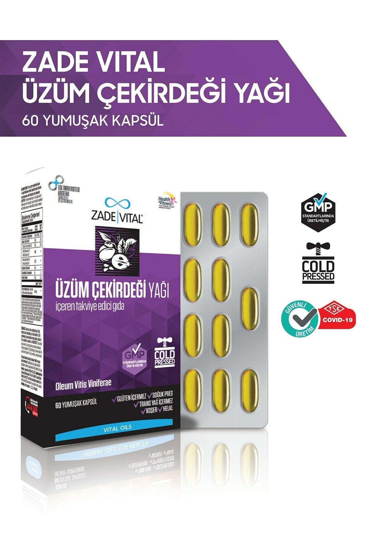 Zade Vital Üzüm Çekirdeği Yağı Blister 60 Kapsül
