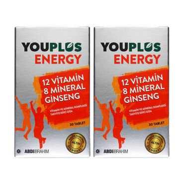 Youplus Energy 12 Vitamin 8 Mineral Ginseng 30 Tablet - 2 Adet