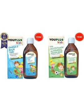 Youplus Kids Vm Multivitamin Ve Mineral Kompleksi 150 Ml + Youplus Kids Omega-3 150 Ml