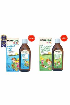 Youplus Kids Vm Multivitamin Ve Mineral Kompleksi 150 Ml + Youplus Kids Omega-3 150 Ml