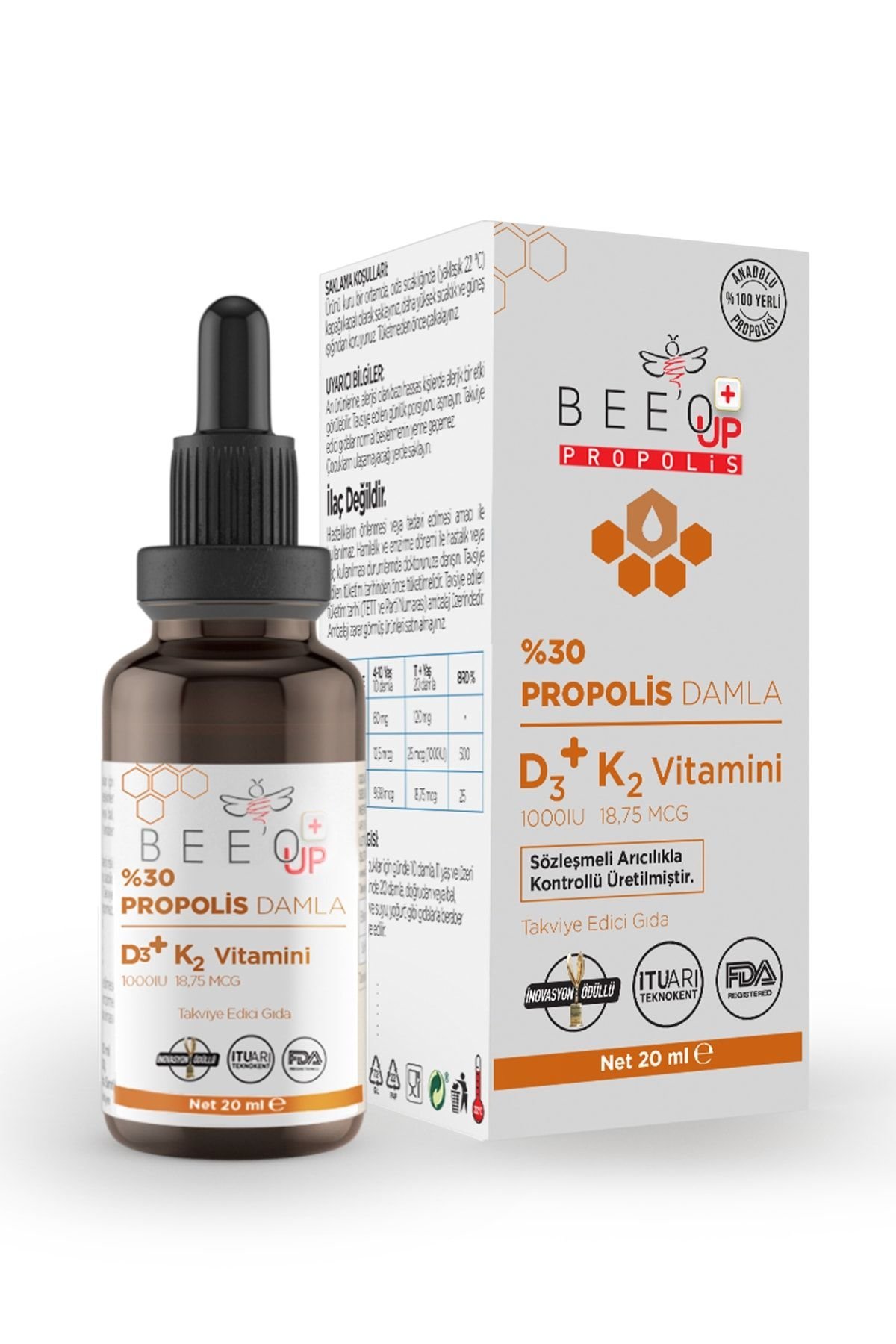 Bee'o Up Propolis %30 Propolis %30 D3 K2 Damla 20 ml
