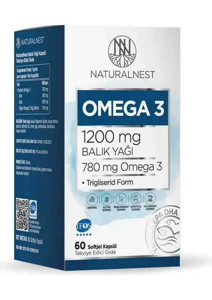 Natural Nest Omega3 Balık Yagı 60 Kapsul