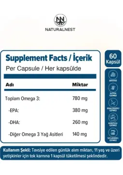 Natural Nest Omega3 Balık Yagı 60 Kapsul