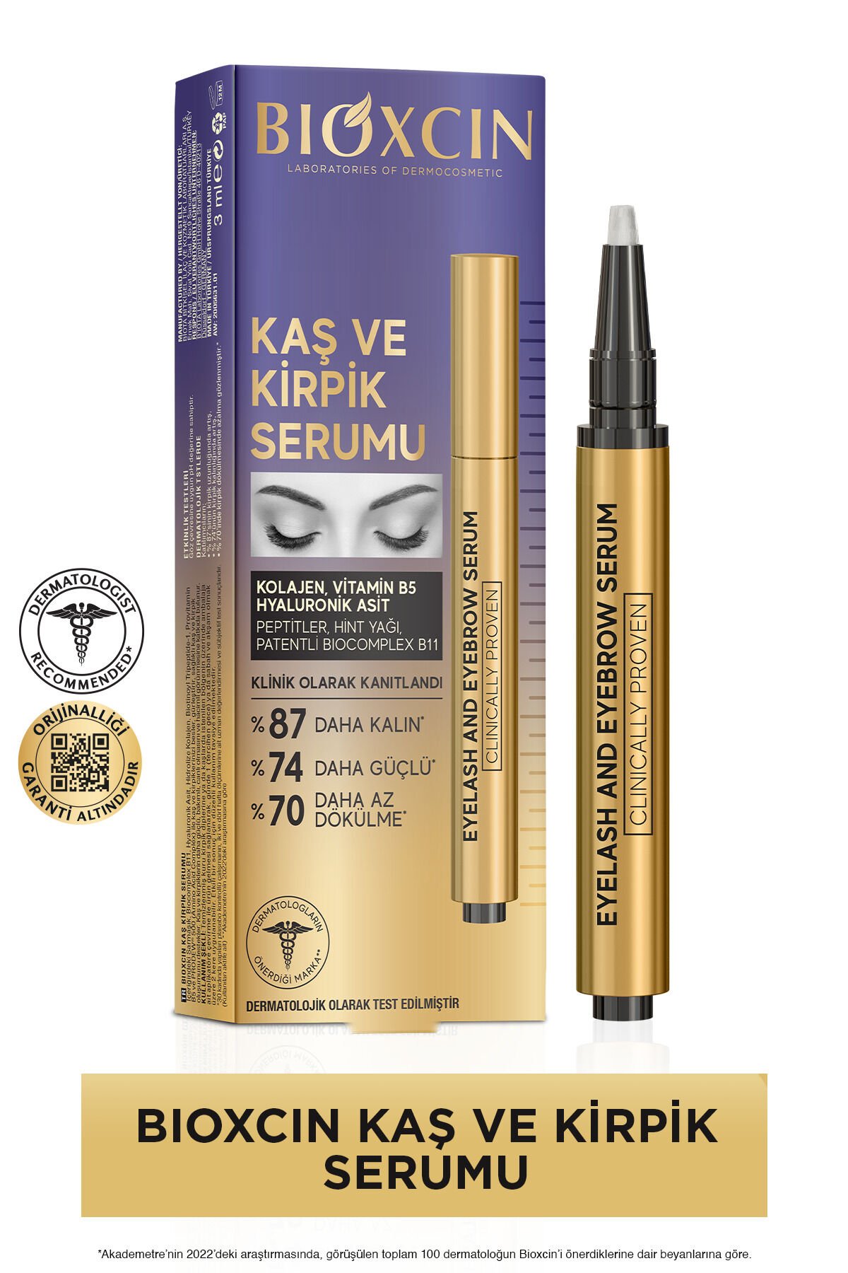 Bioxcin Kolajen ve Hyaluronik Asit İçerikli Kaş ve Kirpik Serumu 3 ml