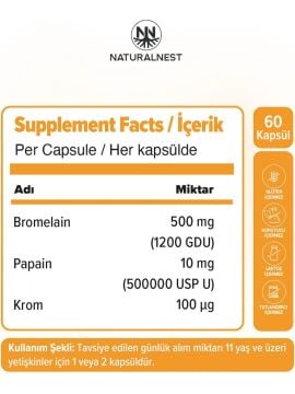 Naturalnest Bromelain Plus 60 Kapsül