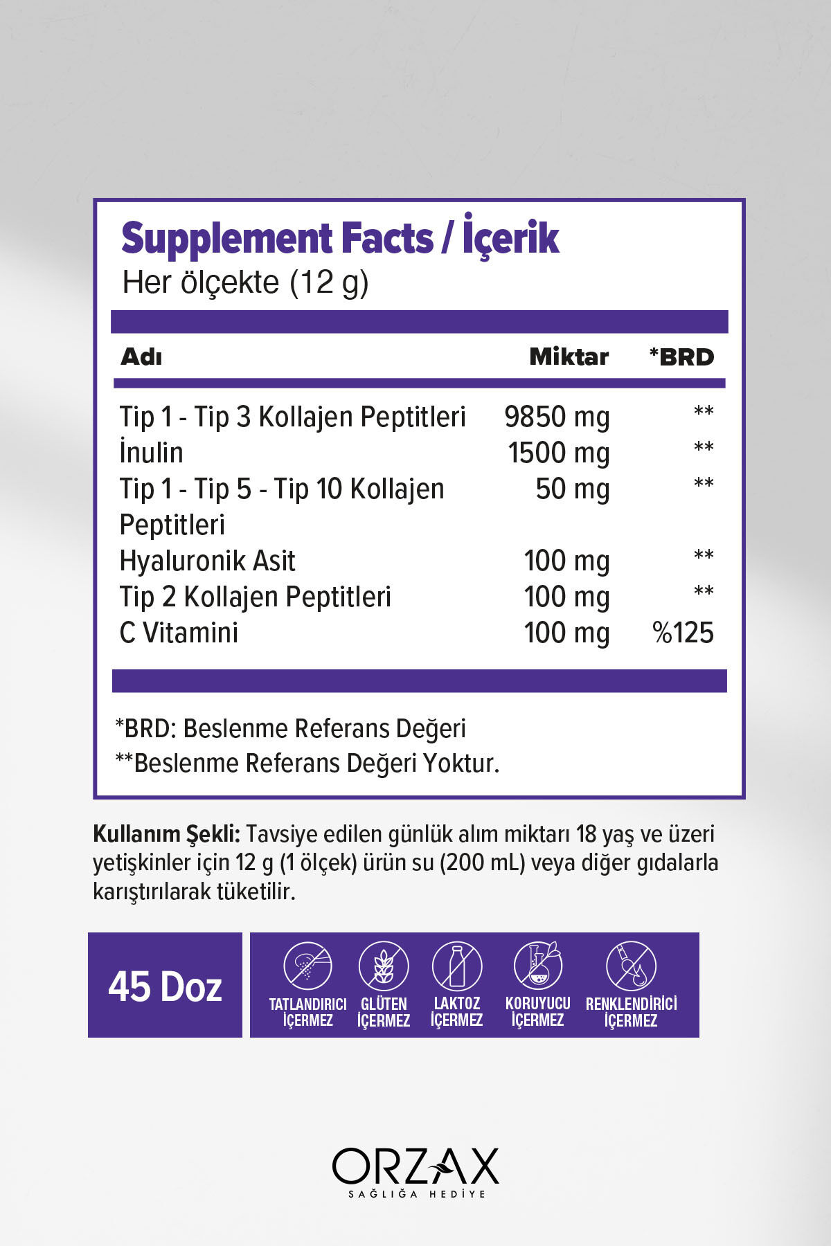 The Collagen MultiBalance Tip 1/ Tip 2/ Tip 3/ Tip 5/ Tip 10 Kolajen Toz Form 540 gr