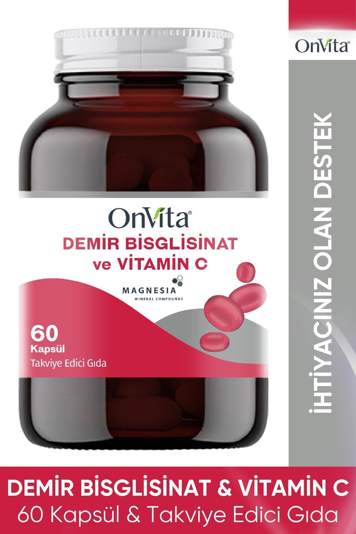 Onvita Demir Bisglisinat & Vitamin C 60 Kapsül