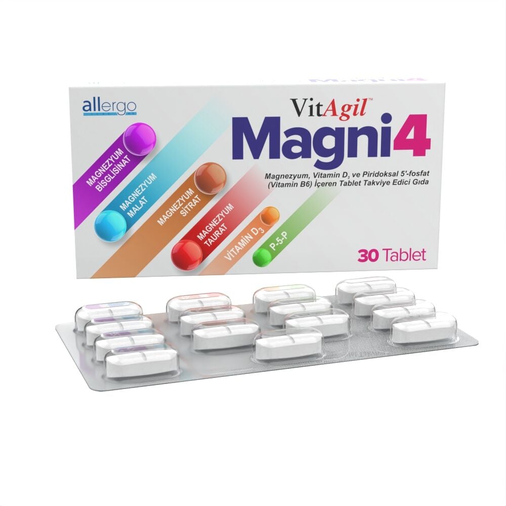 Vitagil Magni4 Magnezyum Vitamin D3 P5P 60 Tablet