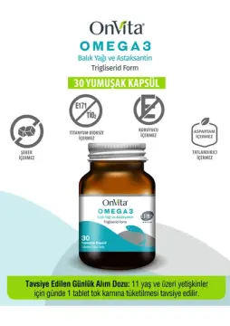 Onvita Omega 3 Balık Yağı & Astaksantin 30 Kapsül