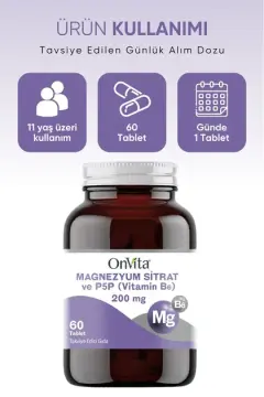 Onvita Magnezyum Sitrat Ve P5p Vitamin B6 200 Mg 60 Tablet