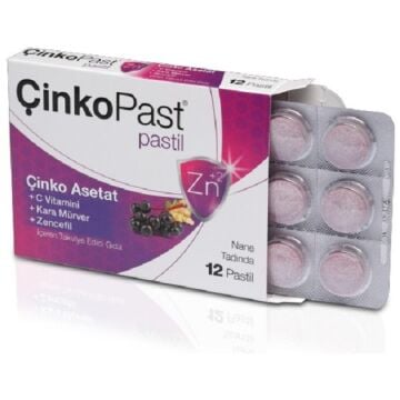 Çinkopast Nane Zencefil Kara Mürver Pastil 12'li  3 Adet