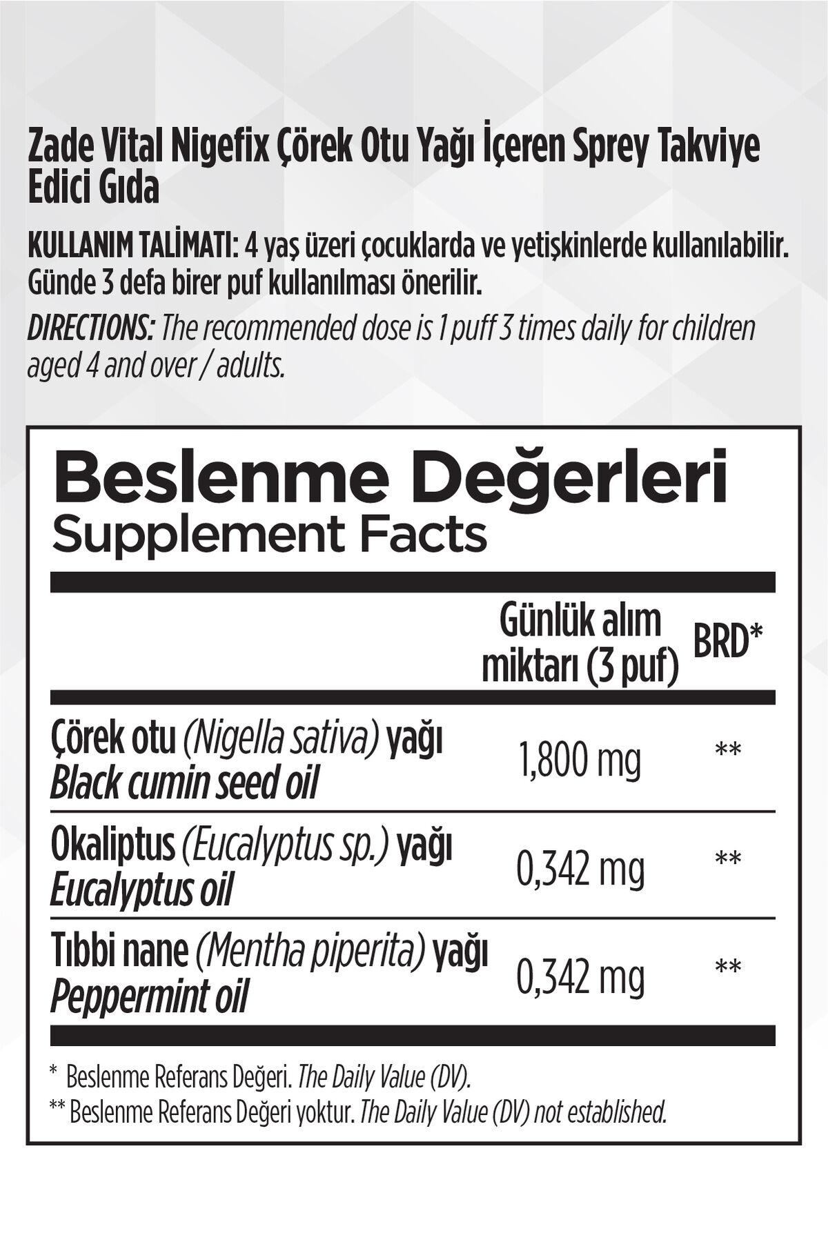 Zade Vital Nigefix Çörek Otu Yağı İçeren Nazal Sprey 15 ML
