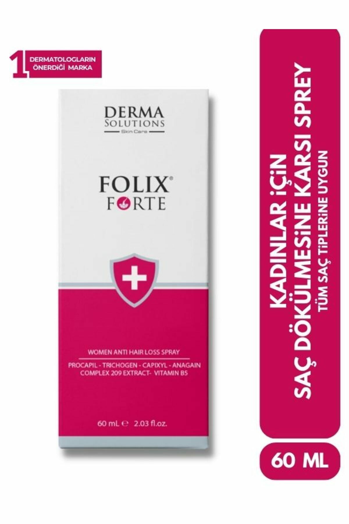 DermaSolutions FOLIX FORTE SPREY WOMEN - SAÇ DÖKÜLMESİNE KARŞI KADINLAR İÇİN SPREY