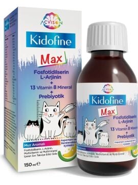 Acvison Kidofine Max Çocuklar Için Multivitamin Fosfotidilserin L-arjinin 13 Vitamin 8 Mineral Prebiyotik